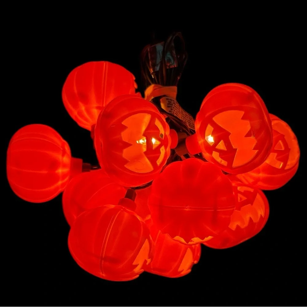 Vintage Halloween String Lights Jack O Lantern Pumpkin 10 Ct Christmas Working
